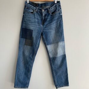 Armani Exchange Size 27 Boyfriend Jeans Soft Denim Cute Patchwork Print Slouchy